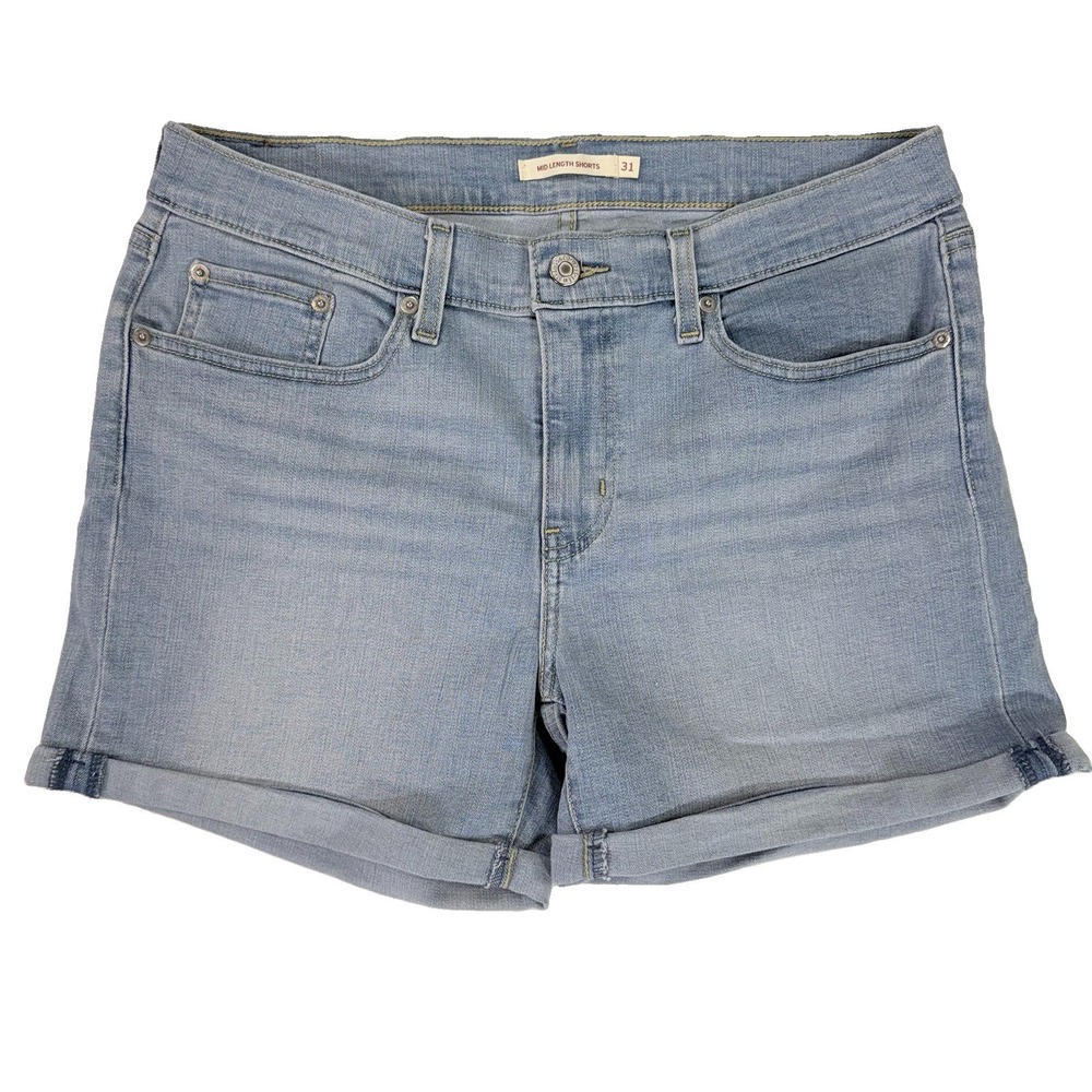 Levi's Womens Mid-Length Size 31 Cuffed Light Wash Denim Stretch Shorts Perfect